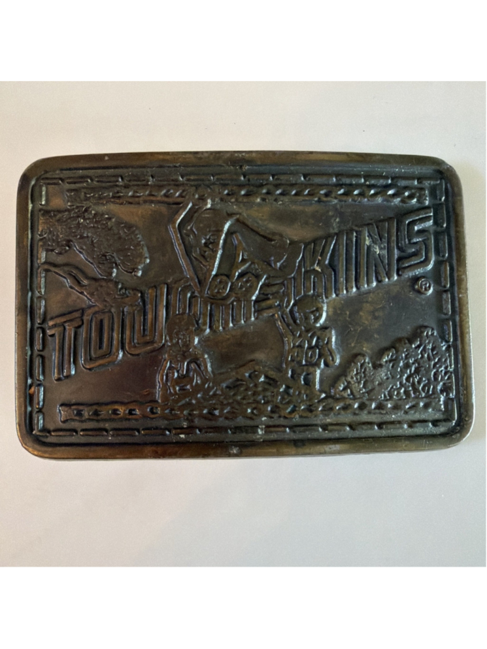 VINTAGE 1970’s TOUGHSKINS CHILDREN'S CLOTHING JEANS BRASS BELT BUCKLE